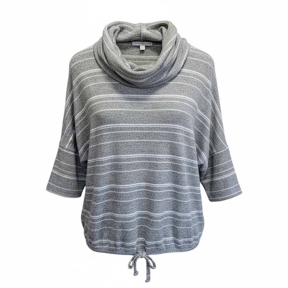 M - Green Envelope Los Angeles Sweater Gray White Cowl Neck Pullover